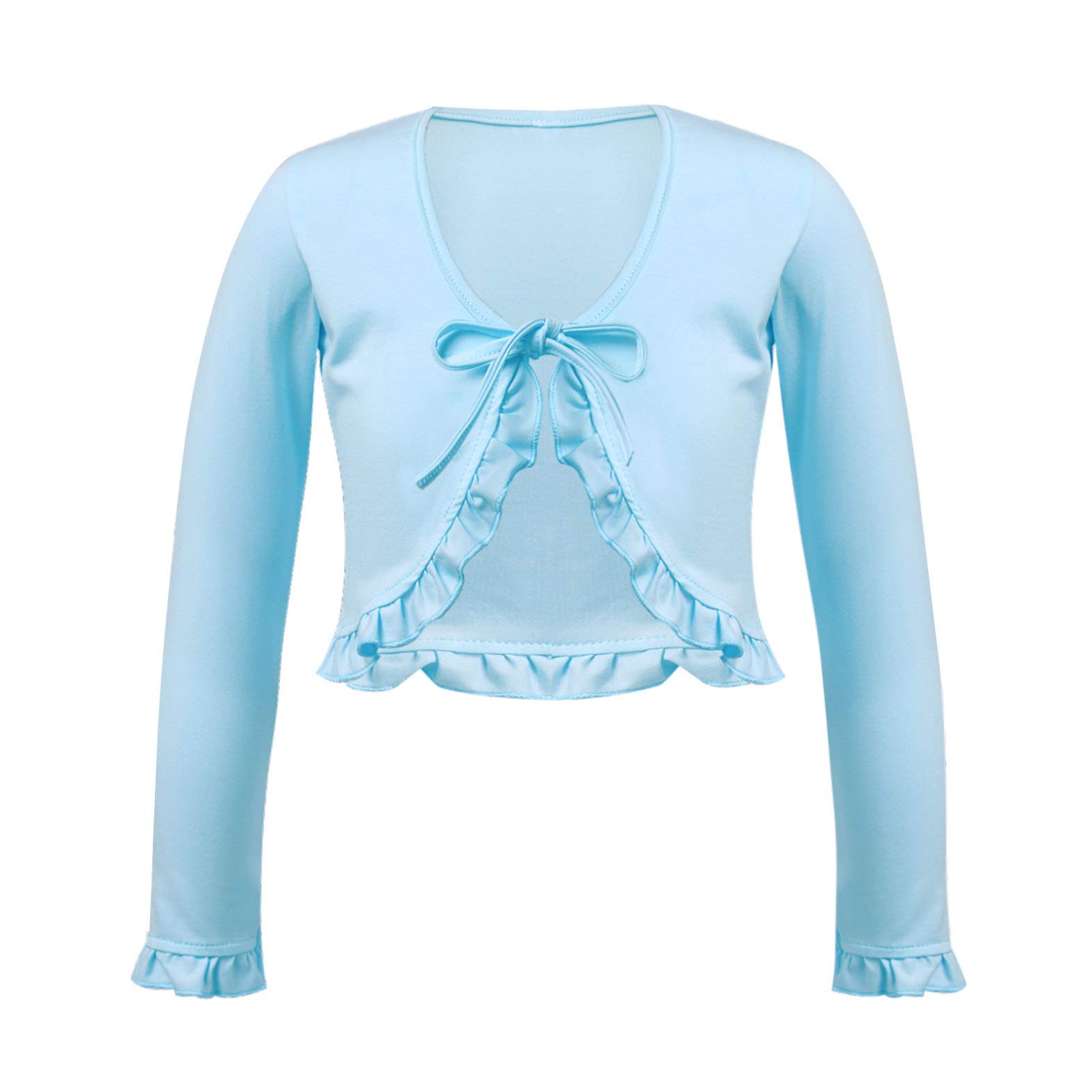 Freebily Girls Ballet Dance Cardigan - V Neck Knit Wrap Top for Warm-up & Practice - Soft Cropped Bolero Shrug for Dance Class, Gym & Outerwear - Toddler to Kids Sizes
