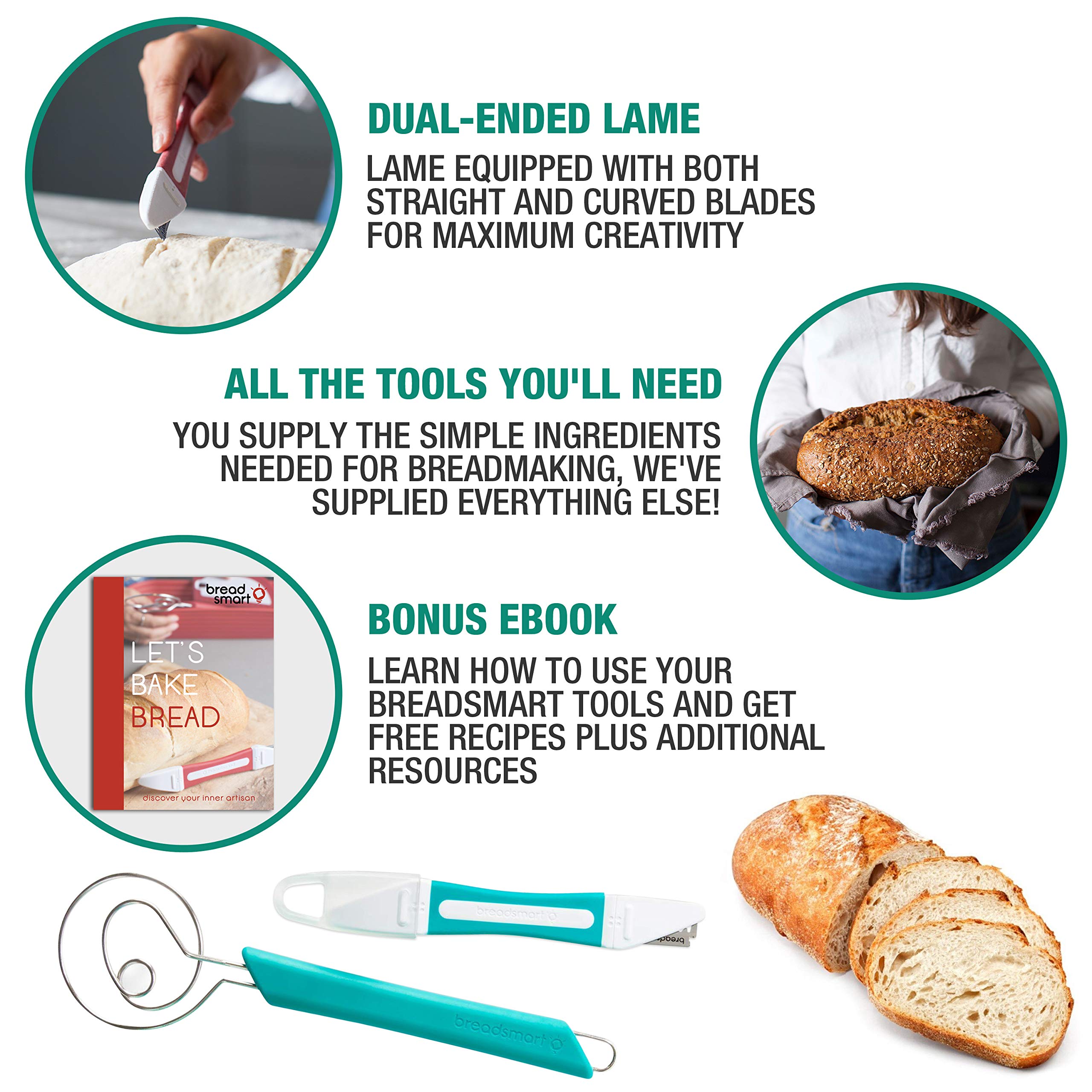 Artisan Sourdough Bread Making Kit - 5-Piece Professional Baking Tools Set with Lame, Dough Scraper, Whisk, Banneton Proofing Basket & Cotton Liner - Perfect for Home Bakers, Bread Enthusiasts & Gift Giving
