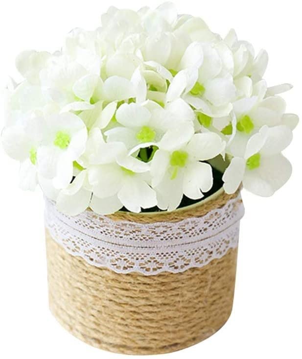 RENJMU Artificial Flowers - Realistic Plastic Bonsai Plants for Home, Wedding, Party, Office & Holiday Decor - White - Perfect for DIY Desktop, Garden & Indoor Decoration