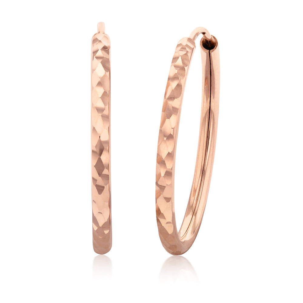 9ct Silver Filled Rose Gold Diamond Cut 20mm Sleeper Hoop Earrings for Women - Perfect for Everyday Wear, Gifts & Special Occasions