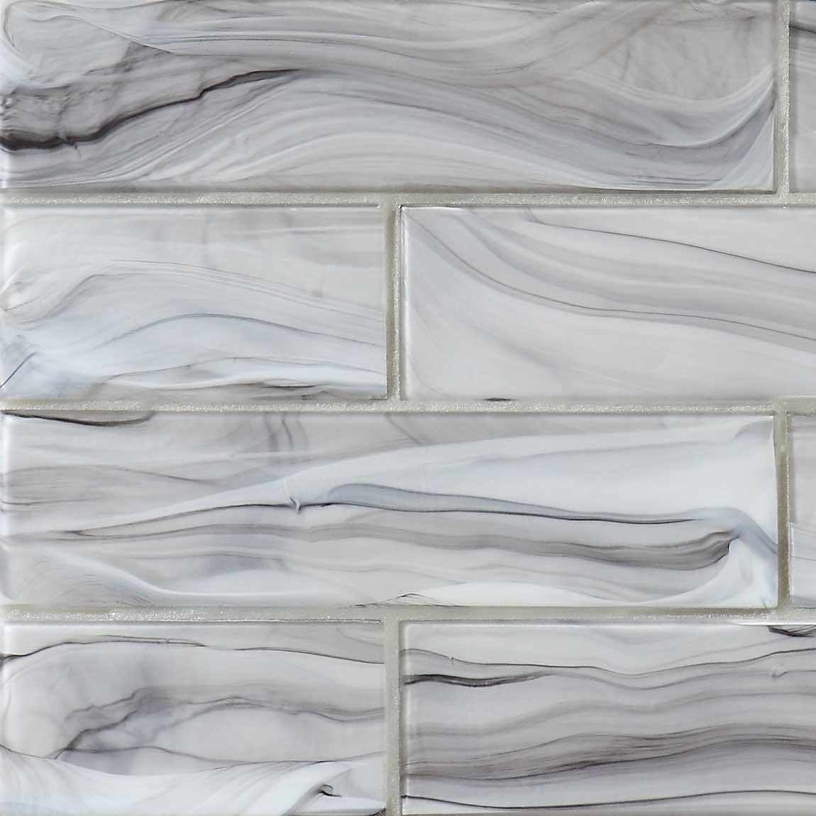 3x12 Storm Gray Liquified Glass Subway Tile - Perfect for Kitchen Backsplash, Bathroom Walls & Modern Interior Design