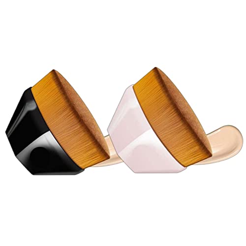Flat Top Kabuki Foundation Brush - Professional Flawless Makeup Brush with Storage Case - Soft Synthetic Bristles for Liquid & Powder Cosmetics (Black & Pink) - Perfect for Everyday Makeup, Contouring & Airbrush Finish