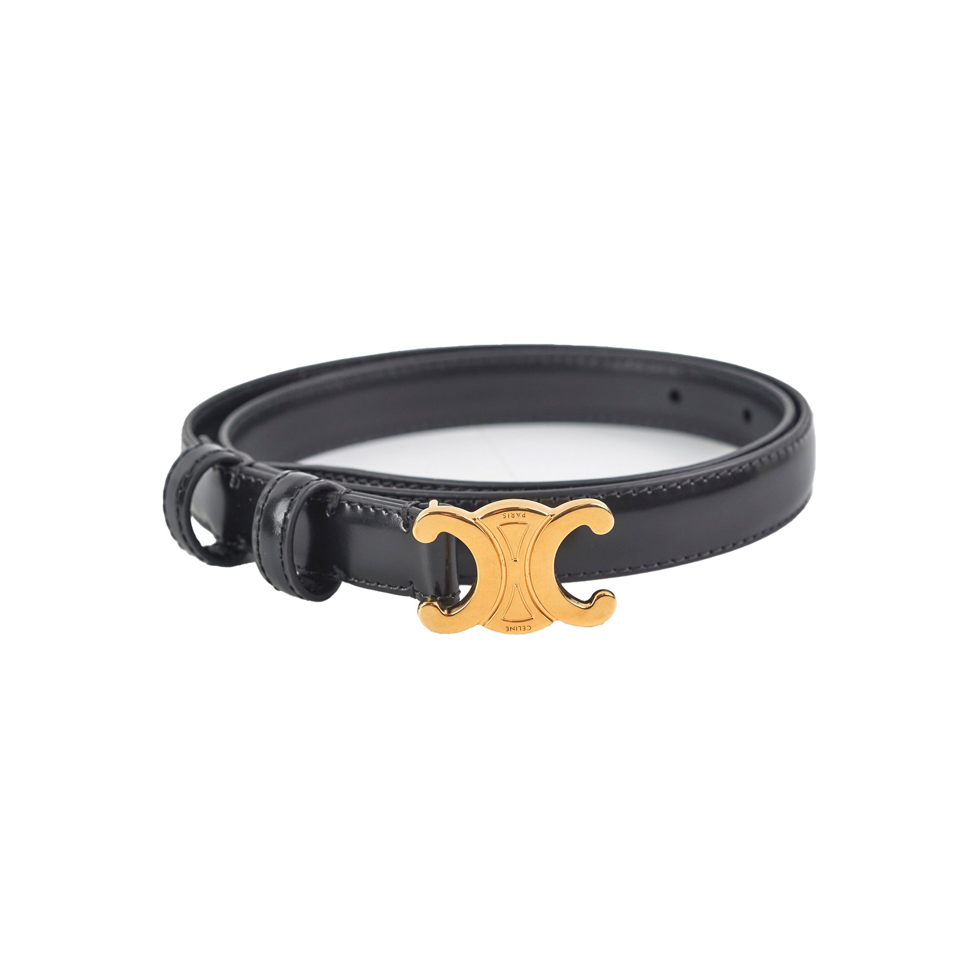 CELINE Triomphe Belt 70 Black - Genuine Leather Designer Belt for Women | Fashion Accessory for Office, Party & Everyday Wear
