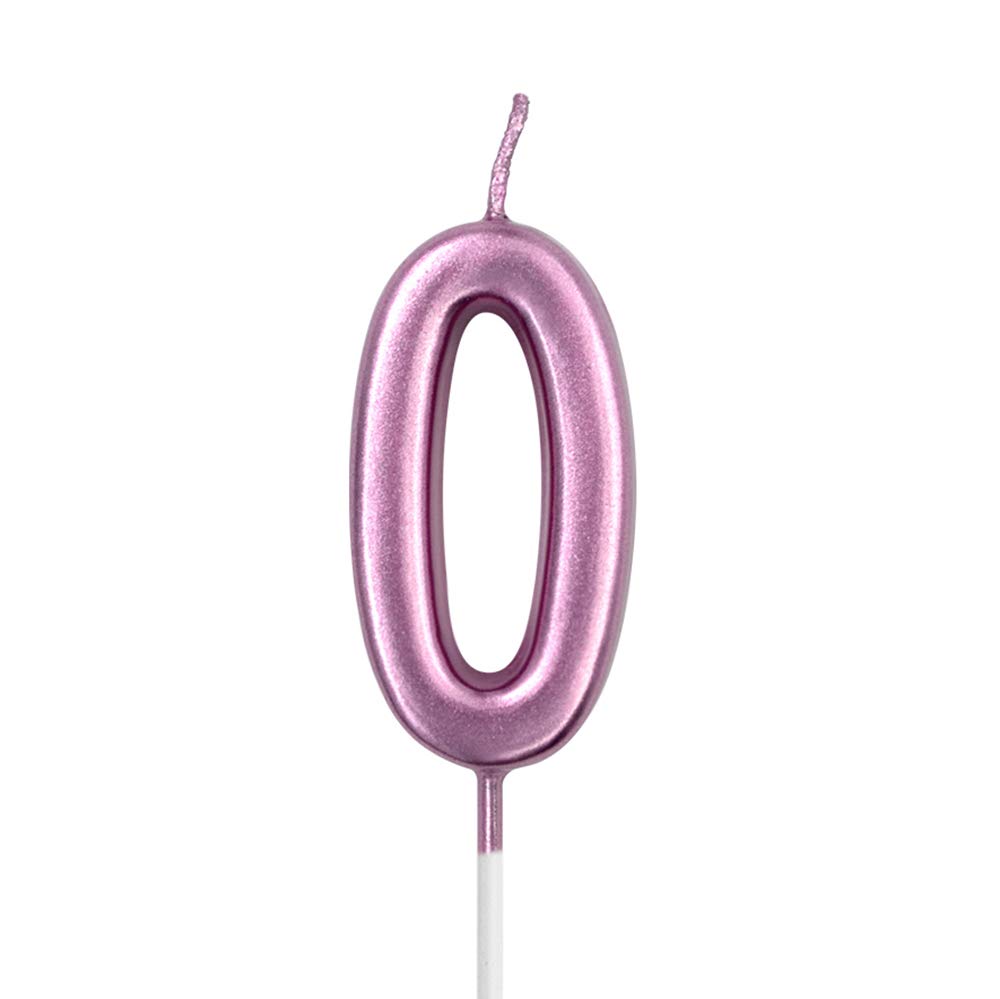 Rose Gold Number 0 Birthday Candles - Elegant Cake Topper for Birthday Parties, Anniversaries & Special Celebrations
