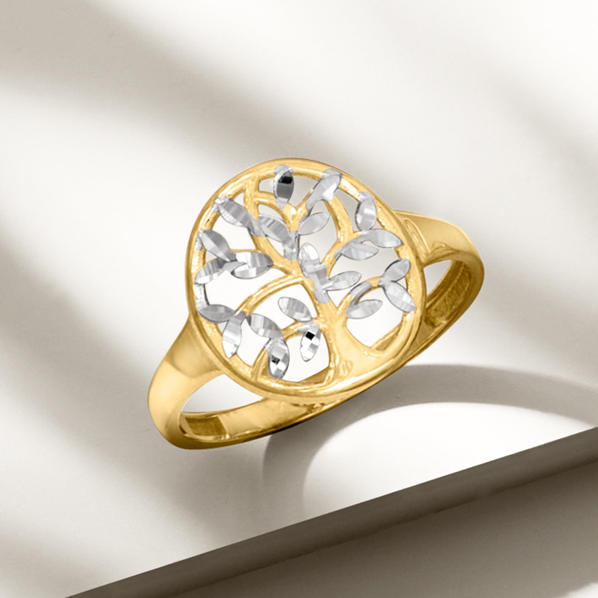 Ross-Simons 14kt Two-Tone Gold Tree of Life Cut-Out Ring - Size 8 | Elegant Jewelry for Women, Perfect Gift for Anniversary, Birthday & Special Occasions