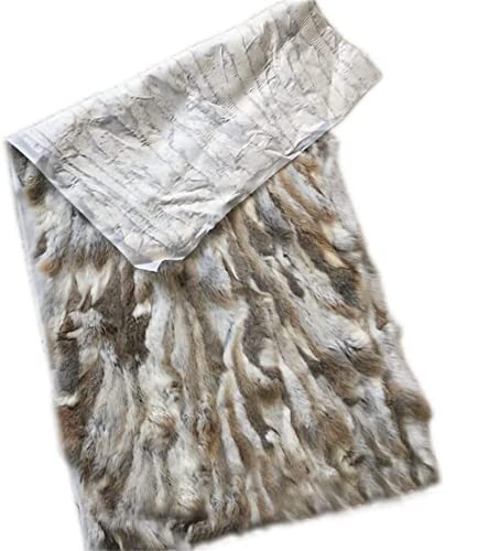 Premium 100% Natural Rabbit Fur Throw Blanket - 22x43 Inches, Luxurious Soft & Durable Tan Bed Cover, Rug, or Carpet Accessory | Perfect for Cozy Winter Nights, Home Decor, and Gift Giving