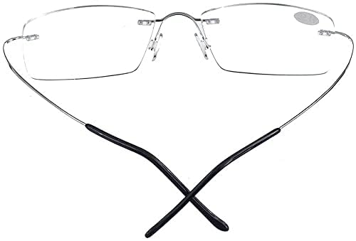Lightweight Titanium Bifocal Reading Glasses for Men & Women - Rimless Fashion Eyewear with Case - Perfect for Reading, Computer Work & Daily Use