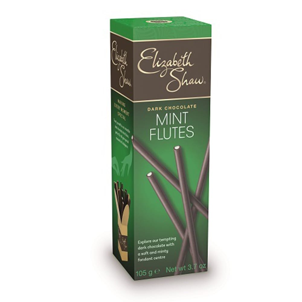 Elizabeth Shaw Dark Chocolate Mint Flutes 105g - Gourmet Treats for Gifting & Desserts