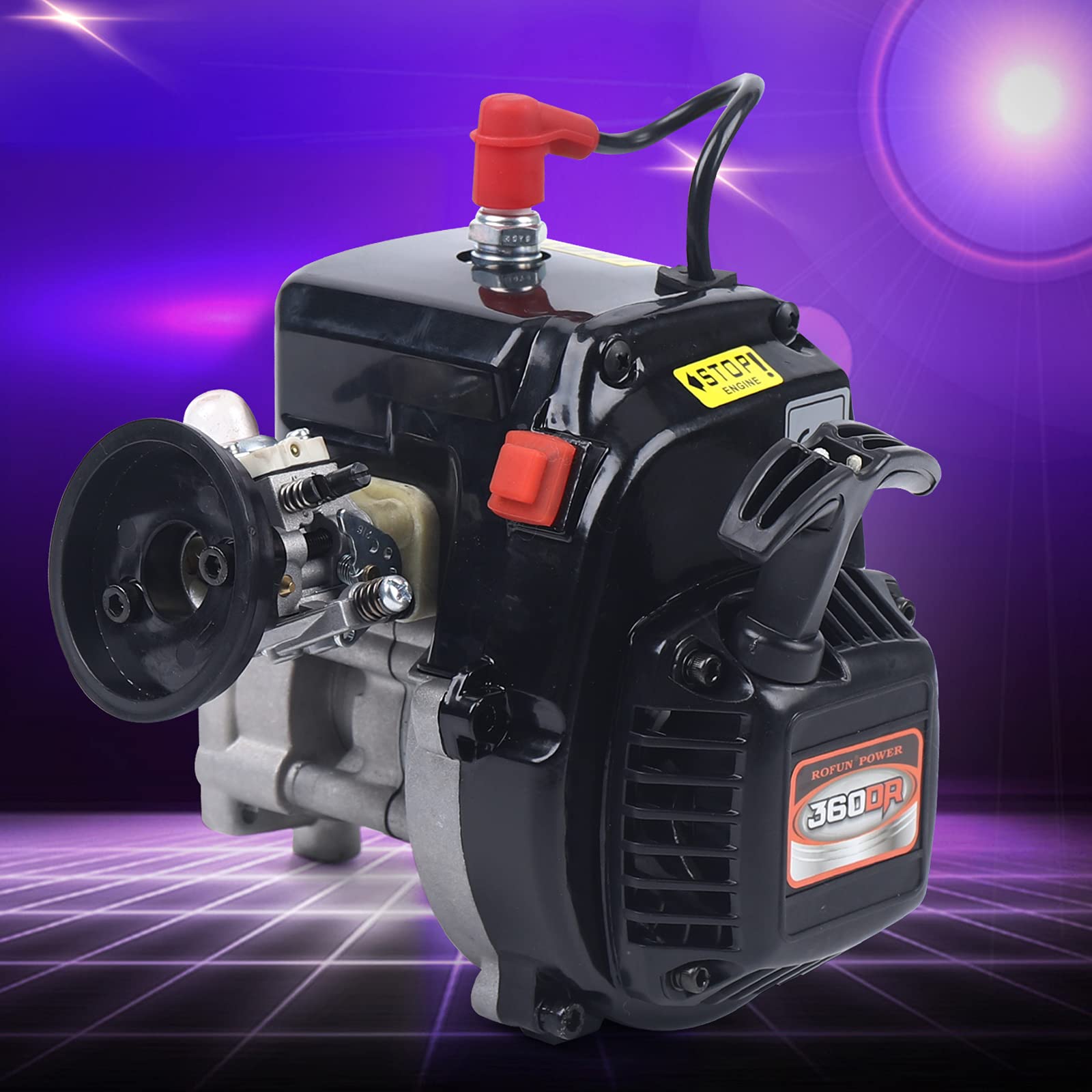 36CC 2-Stroke Gasoline Engine - Heavy Duty 4-Bolt Air Cooled Motor with Recoil Start for ROVAN, Redcat, HPI, KM Baja 5SC RC Cars - Perfect for Off-Road Racing, Bashing & Car Upgrades
