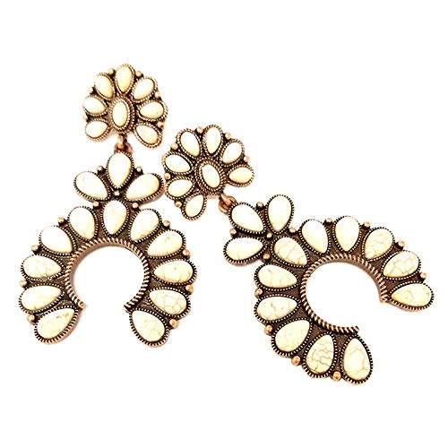 Naja Squash Blossom Turquoise Post Earrings for Women - Handmade Native American Jewelry - Perfect for Western Fashion, Boho Style & Special Occasions