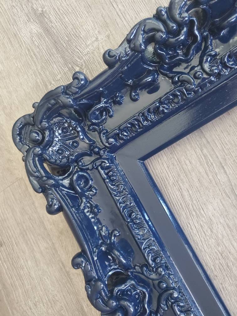 8.5x11 Baroque Picture Frame - Navy Blue Decorative Art Frame for Diploma, Certificates & Wall Decor | Elegant Home & Office Display