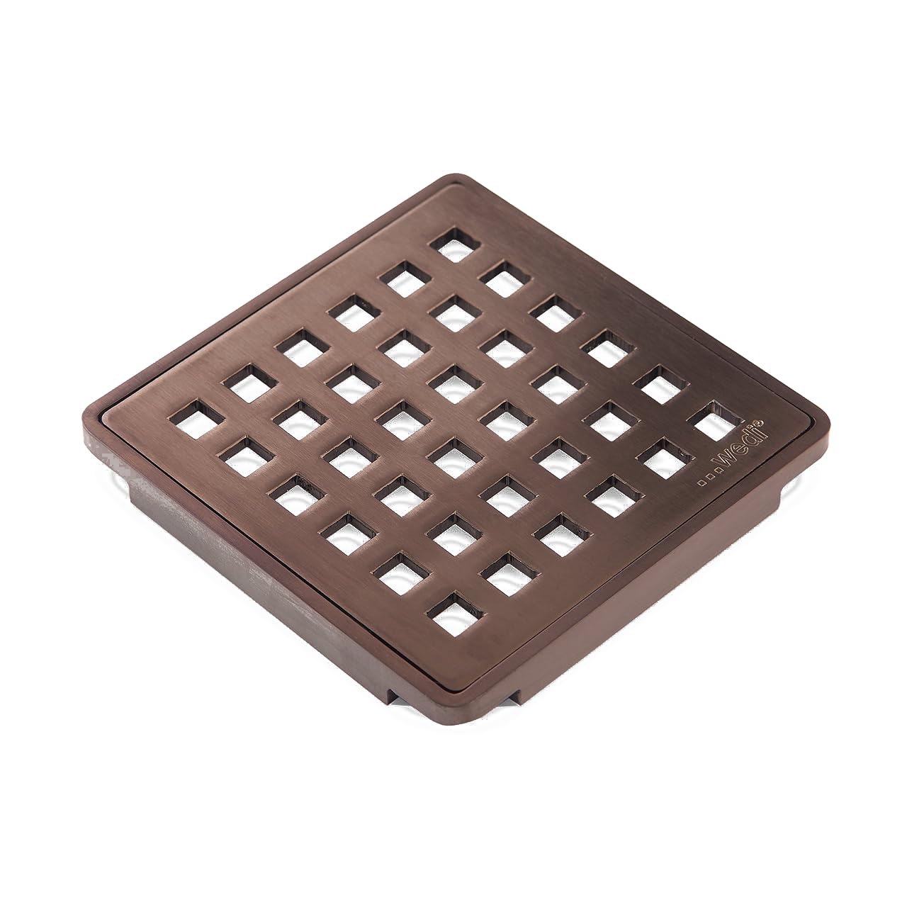 Wedi Fundo 4 Inch Square Oil Rubbed Bronze Grate Cover - Durable Metal Drain Cover for Bathroom, Kitchen & Outdoor Use