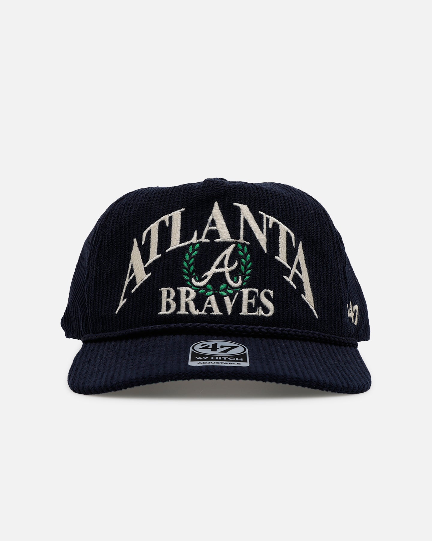 47 Brand Atlanta Braves 'Pitchout' 47 Hitch Corduroy Snapback Hat - Navy Blue Baseball Cap for Men & Women - Perfect for Games, Casual Wear & Braves Fan Collection