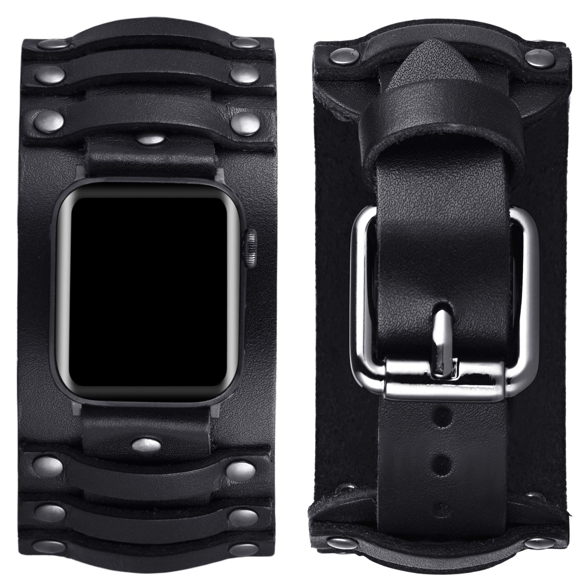 Vikoros Leather Watch Band Compatible with Apple Watch Ultra SE Series 8/7/6/5/4/3 (38mm 40mm 41mm 42mm 44mm 45mm 49mm) - Unisex Retro Nordic Viking Cuff Bracelet for Men & Women | Perfect for Outdoor Adventures, Workouts & Daily Wear