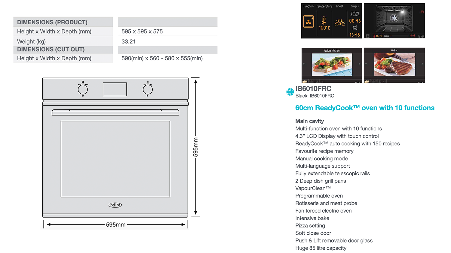 Belling 60cm Kitchen Package BED01 - Premium Stainless Steel Kitchen Appliance Set for Home Cooking | Perfect for Small Kitchens, Apartments & Modern Homes