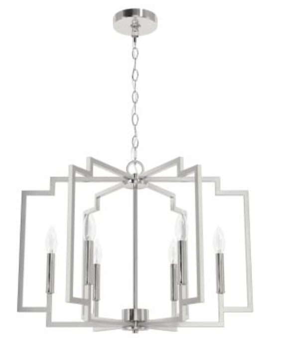 Zoe Brushed Nickel 6-Light Chandelier - Modern Crystal Ceiling Light Fixture for Dining Room, Bedroom, or Living Room Decor