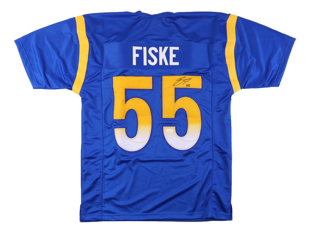 Braden Fiske Los Angeles Signed Blue Football Jersey - JSA ITP Certified - Perfect for Collectors, Fans & Memorabilia Displays