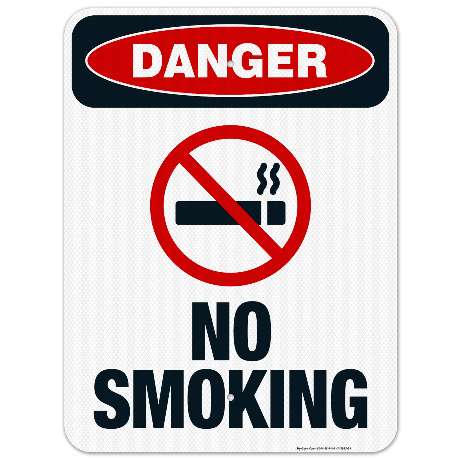 No Smoking OSHA Danger Sign (SI-3983) - 18x24 Inch Reflective Aluminum Safety Sign - 3M EGP .080 Thick, Fade Resistant - Indoor/Outdoor Use - Made in USA - Perfect for Workplaces, Factories & Public Areas