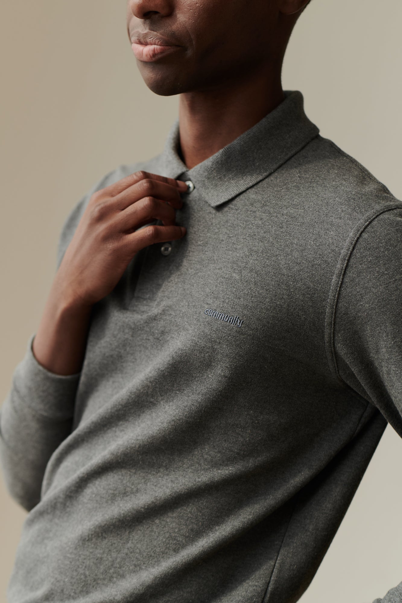 Premium Men's Long Sleeve Polo Shirt - Breathable Cotton Blend, Grey Marl - Perfect for Business Casual, Golf & Everyday Wear