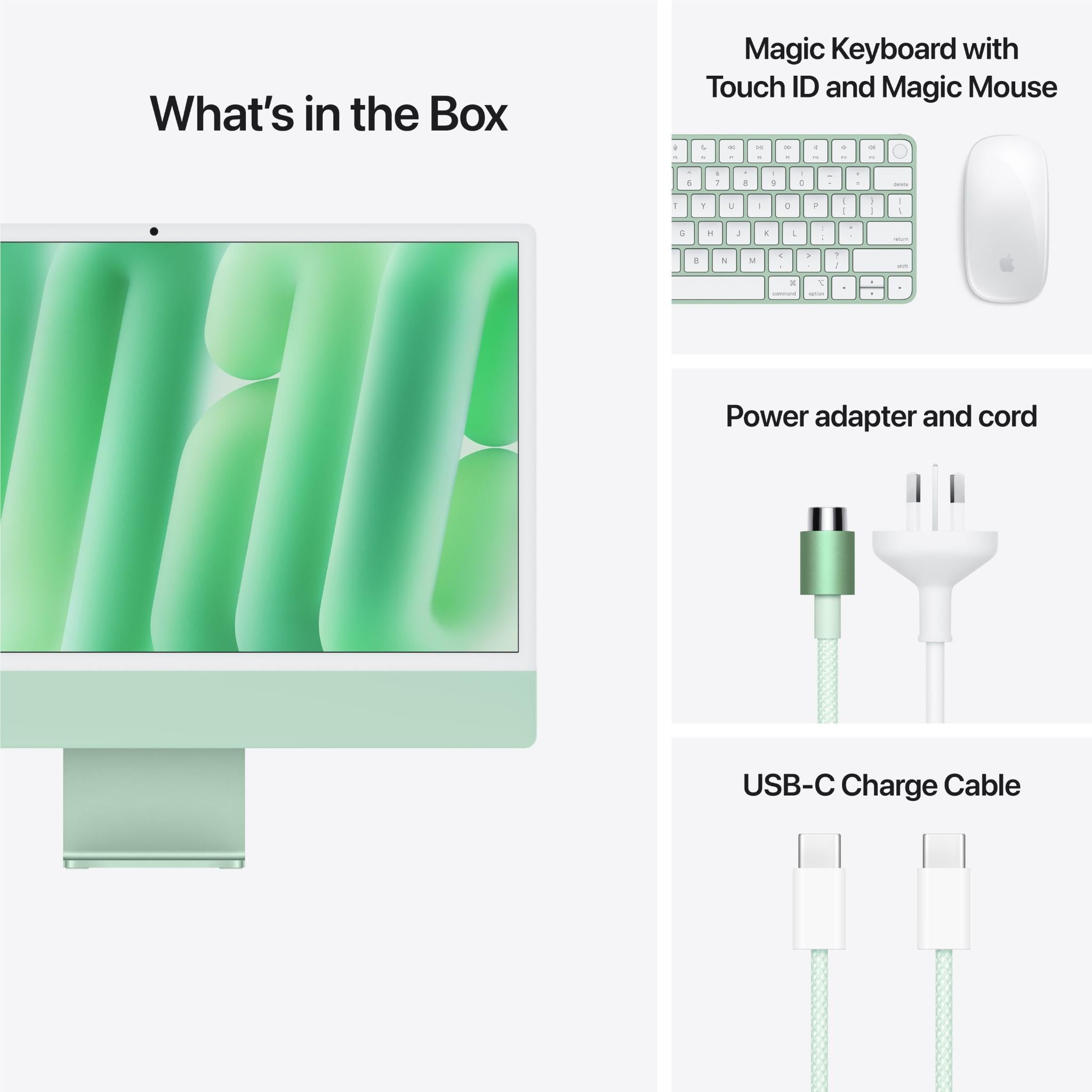 Apple iMac 24-inch (2024) with Retina 4.5K Display, M4 Chip 10-Core CPU, 256GB SSD in Green - Perfect for Home Office, Graphic Design & Creative Professionals