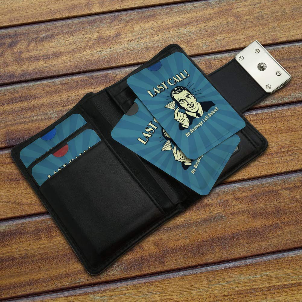 Funny RFID Blocking Credit Card Holder Set of 4 - 'No Beverage Left Behind' Humor Design - Protect Cards from Digital Theft - Perfect for Travel, Office & Night Out Accessories