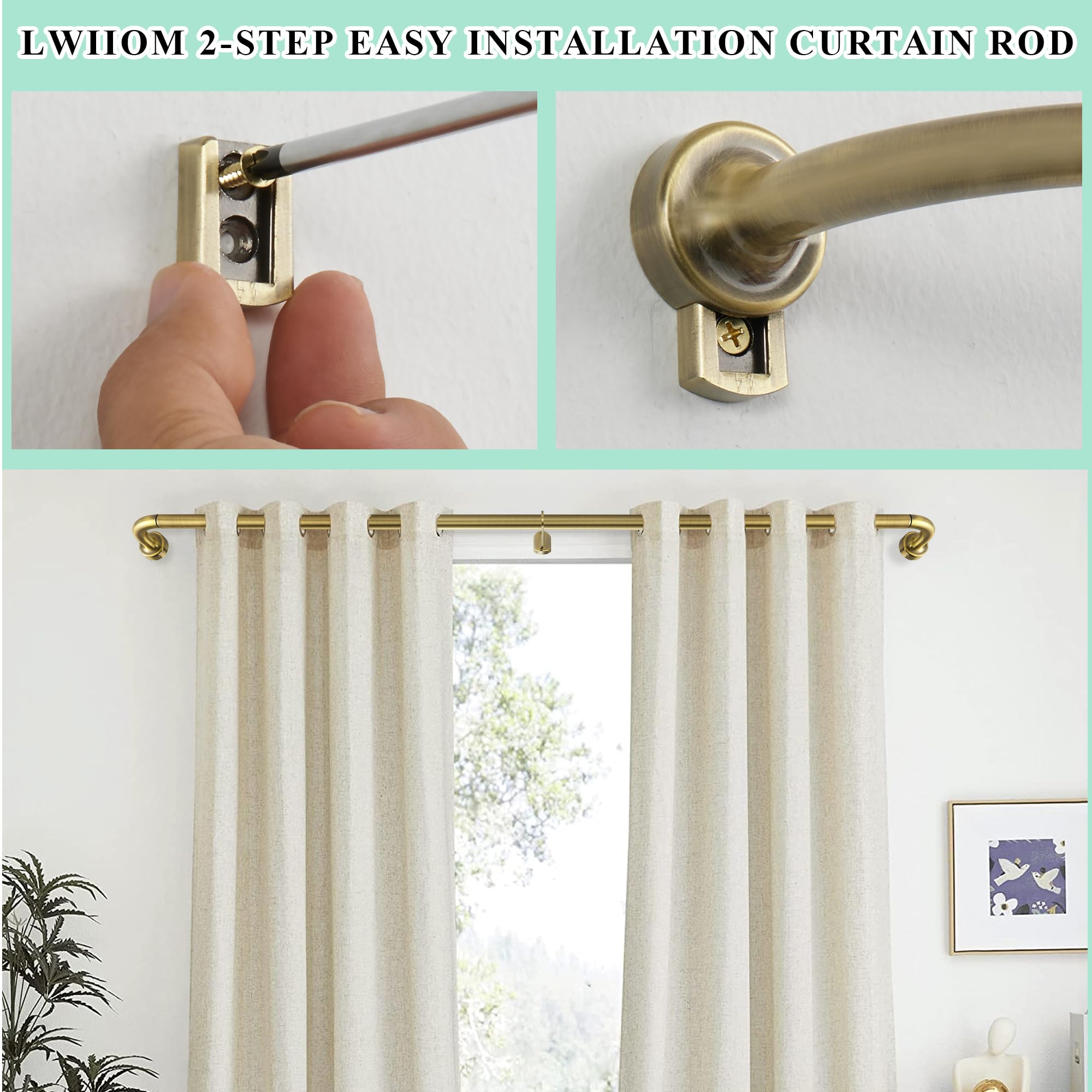 Antique Bronze Curtain Rod 28-150 Inch Adjustable - 1 Inch Diameter Heavy Duty Window Curtain Rod with Aluminum Finials & Brackets - Wrap Around Design for Room Darkening - Perfect for Living Room, Bedroom, Home Theater Blackout