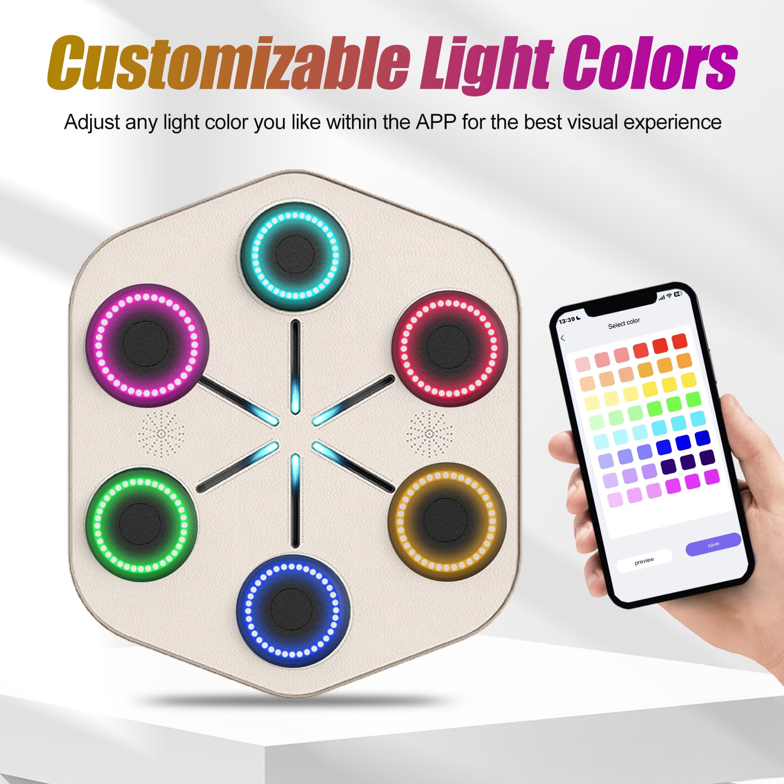 Smart Punching Machine L1 - Beat-Synced Boxing Trainer with Custom LED Lights | APP Controlled Home Gym Equipment | Works with Phone, Speaker & Headphone | Wall-Mounted for Office & Home Workouts | Perfect for Stress Relief & Cardio Training