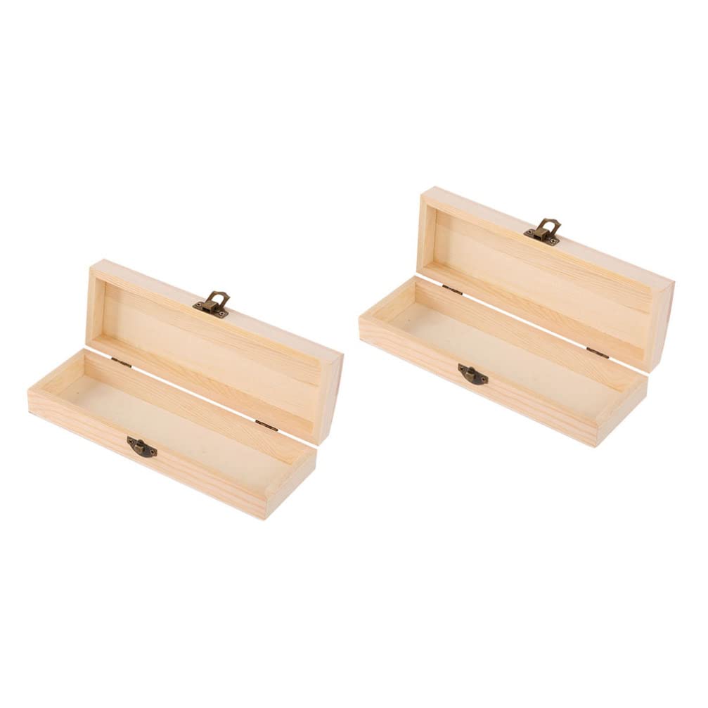 2-Piece Unpainted Wooden Stationery & Jewelry Storage Box Set - DIY Craft Pine Wood Pencil Case for Kids & Adults | Perfect for School, Office, and Home Organization