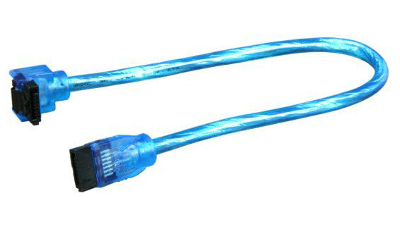 Premium SATA III 6Gbps Cable 10 Inch - UV Blue Straight to Right Angle Adapter - High Speed Data Transfer for PC, SSD, HDD - Perfect for Gaming Rigs and Home Office Setups