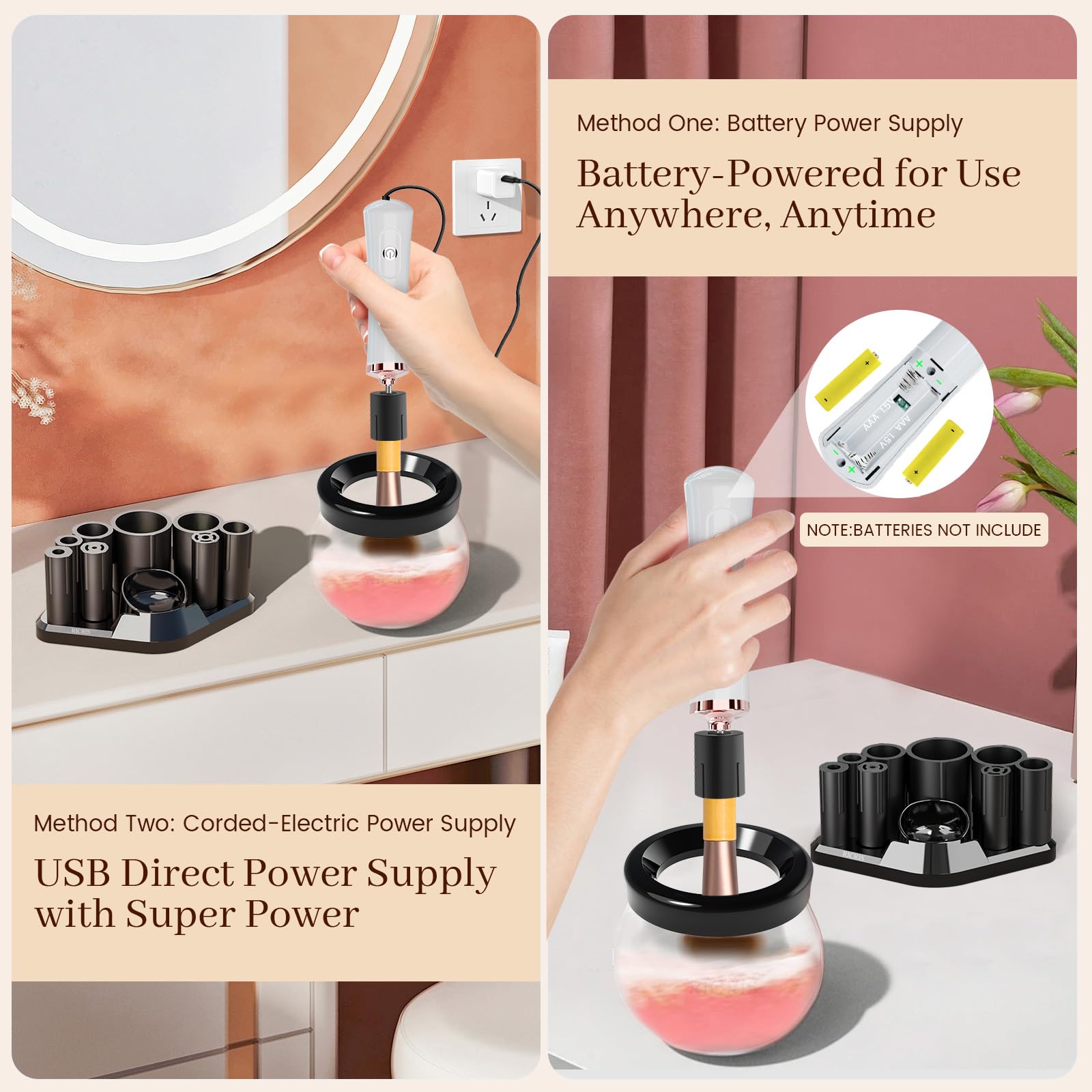 Electric Makeup Brush Cleaner & Dryer Machine - Automatic Fast Spinning Brush Cleaning Tool for Cosmetics (White) | Perfect for Home & Professional Makeup Artists
