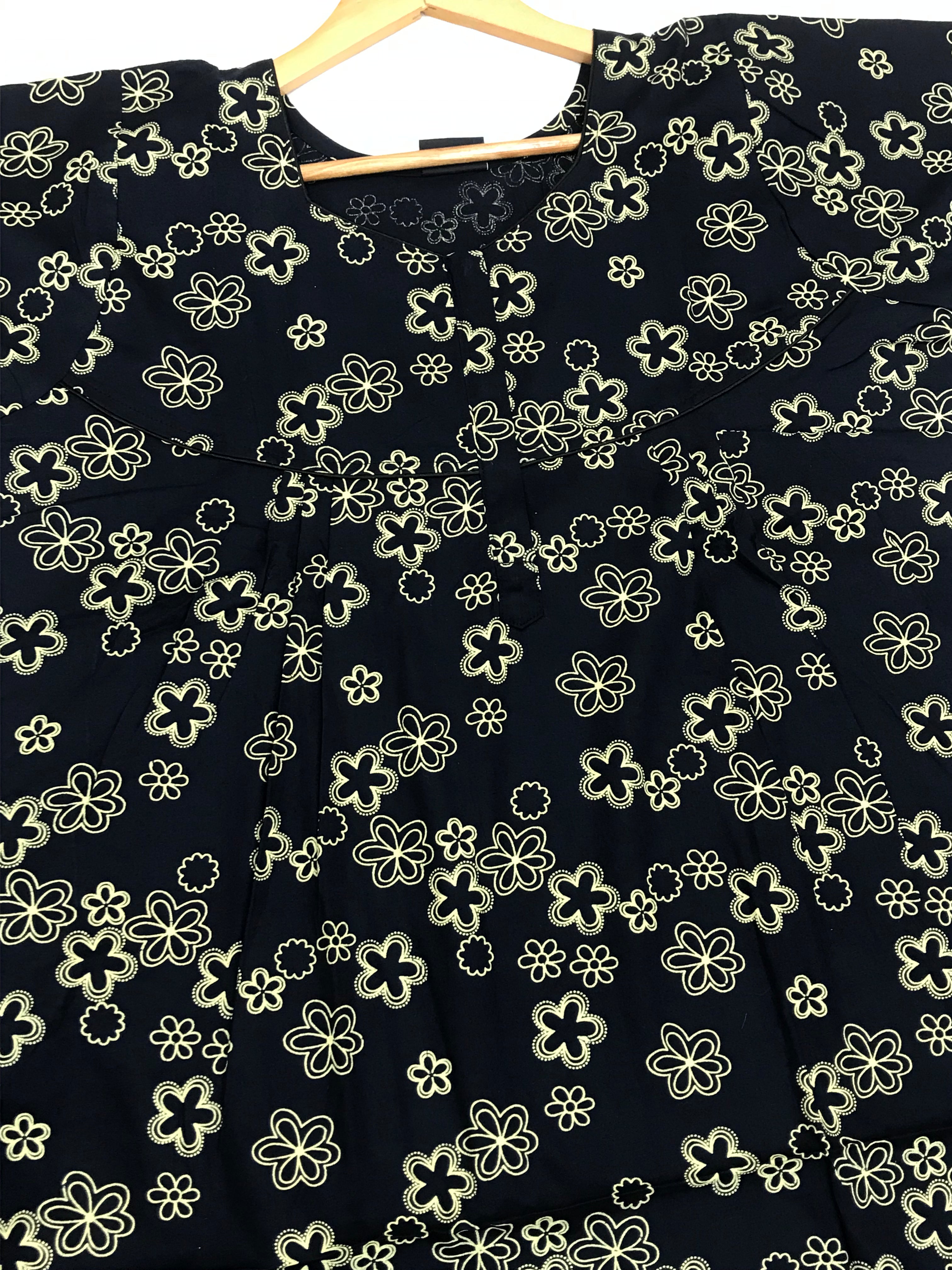 Soft Dark Blue Cotton Nightgown for Women - Comfortable Sleepwear for Relaxing at Home or Travel