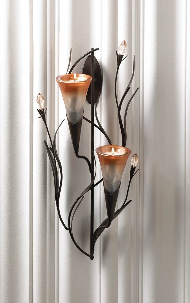 Modern Rustic Wall Sconce Candle Holder - Flower Vase & Decorative Shelf for Farmhouse, Bedroom, and Wedding Decor