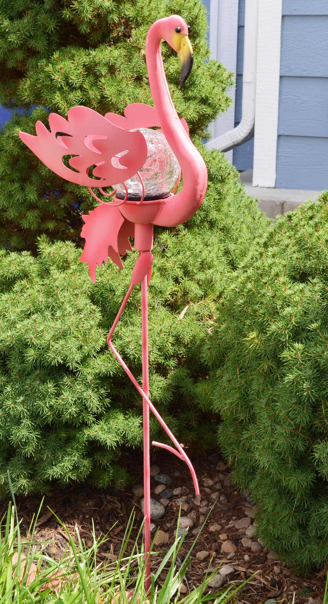 Solar Powered Pink Flamingo Glass Ball Light - Waterproof Outdoor Garden Decor for Patio, Lawn, Yard, and Poolside Lighting