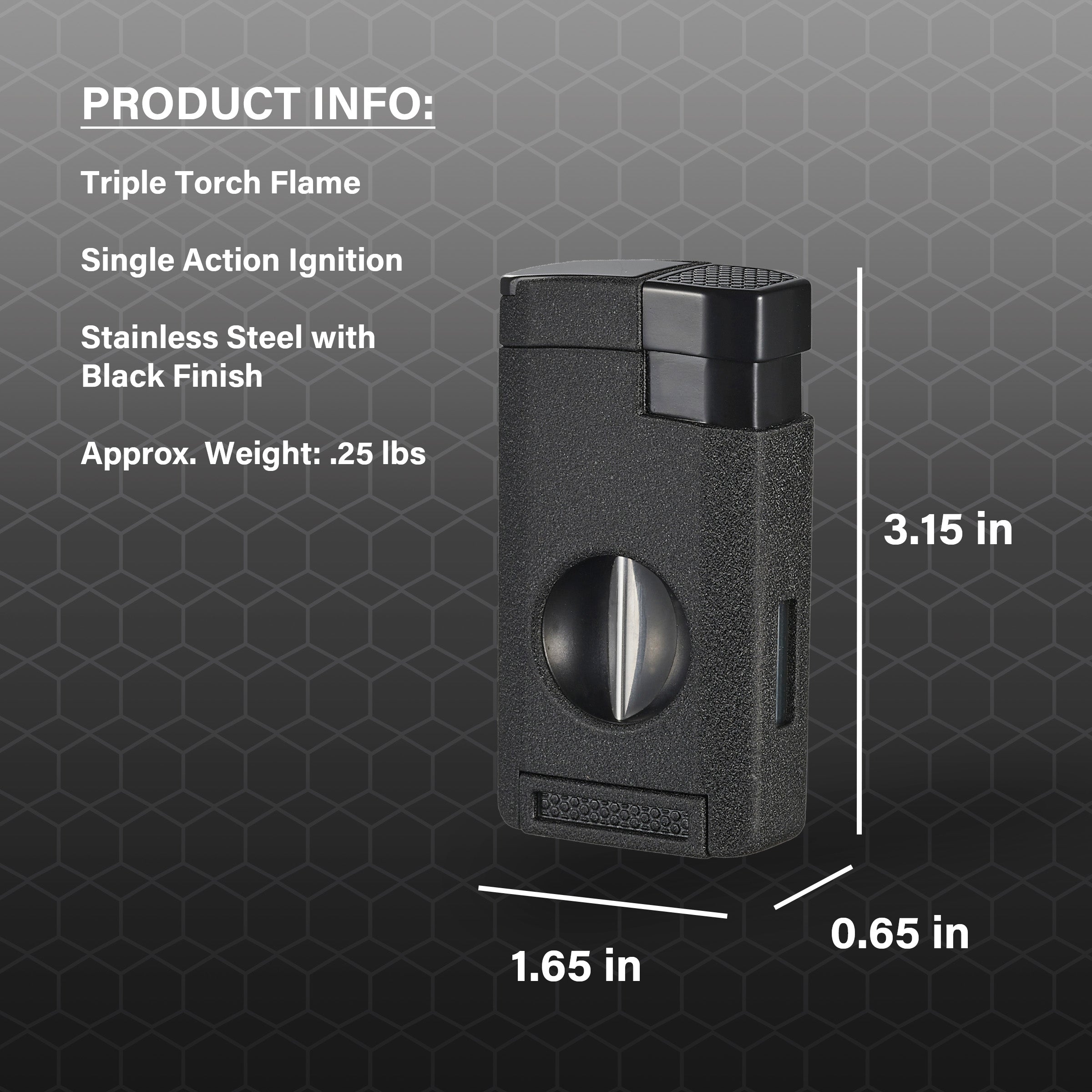 Premium Visol Kamet V Cutter Black Triple Torch Cigar Lighter - Perfect for Cigar Aficionados, Outdoor Enthusiasts & Gifting Occasions
