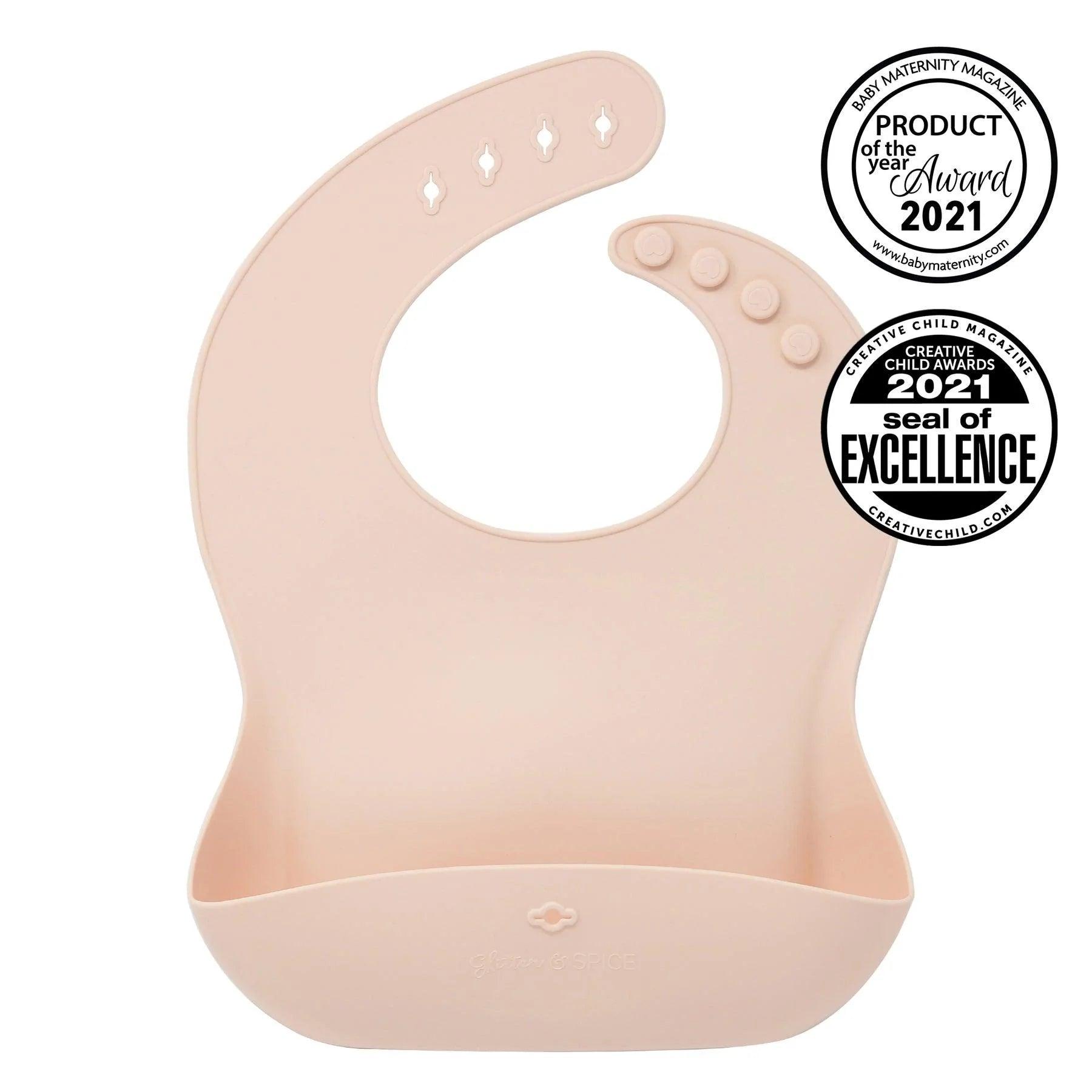 Glitter and Spice Silicone Baby Bib - Waterproof & Easy Clean Feeding Bib for Toddlers - Perfect for Messy Meals, Daycare, and Travel