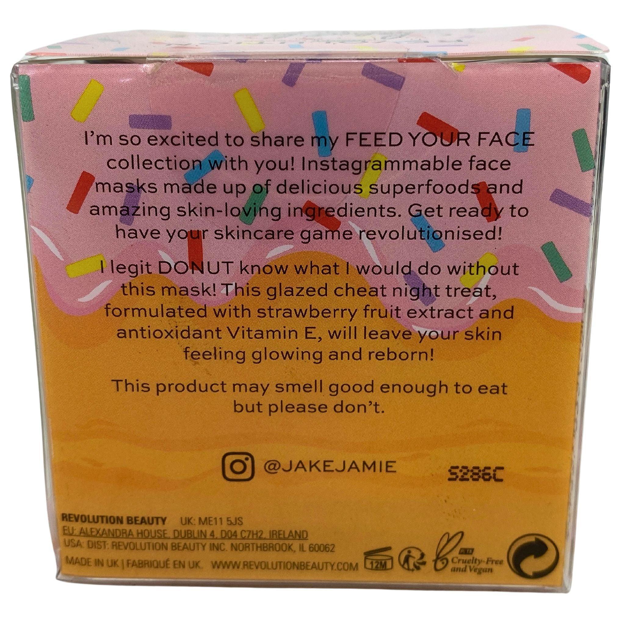 Revolution Skincare London x Jake Jamie Strawberry Donut Face Mask - Hydrating & Nourishing Sheet Mask (30 Pack, 1.69 oz Each) for Glowing Skin - Perfect for Spa Nights & Self-Care Routines