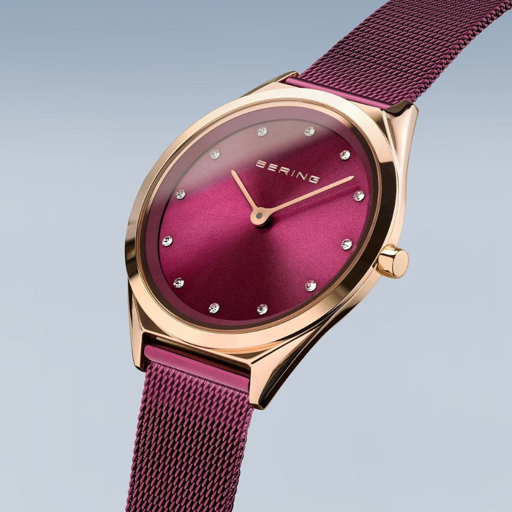 Bering Ultra Slim Purple Milanese Strap Women's Watch 17031 969 - Elegant Fashion Accessory for Office, Party & Everyday Wear