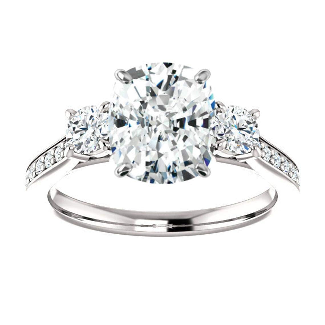 JEWELERYIUM 2.00CT Elongated Cushion Cut Three Stone Engagement Ring - VVS1 Clarity Colorless Moissanite in 925 Sterling Silver - Perfect Promise Ring, Wedding Band, Anniversary Gift for Her - Ideal for Proposals, Special Occasions & Everyday Luxury