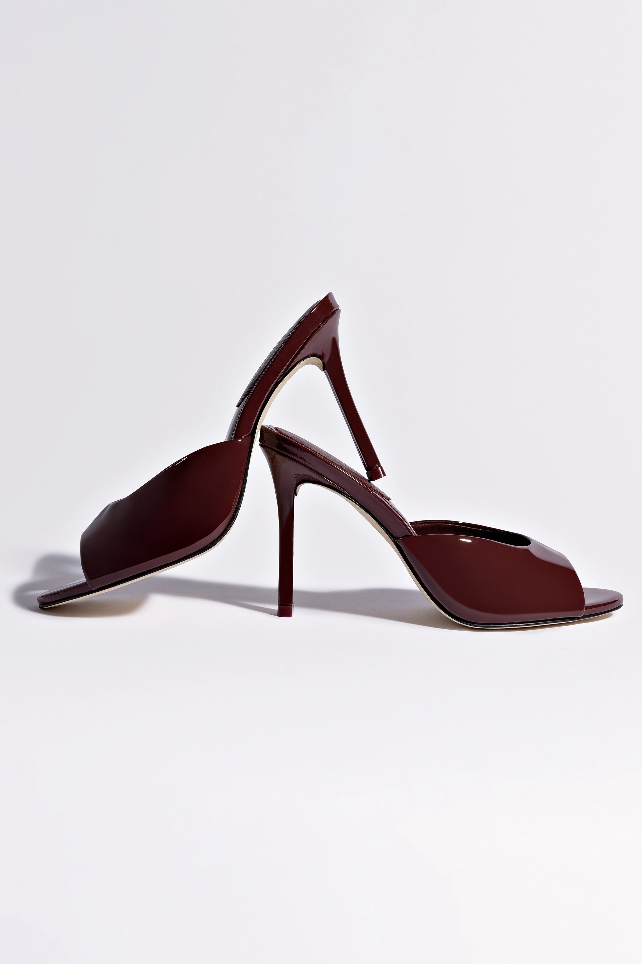 Larroudé x Jonathan Cohen Burgundy Patent Leather Mules - Stylish & Comfortable Women's Shoes for Work, Parties & Everyday Wear