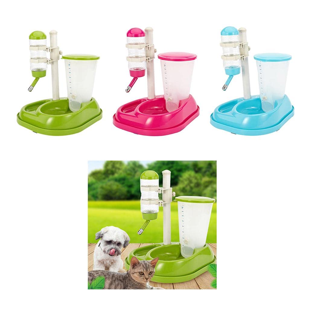 UJEAVETTE Automatic Pet Water Drinker & Feeder Bowl for Cats and Dogs, Green - Ideal for Home, Office, and Travel Use