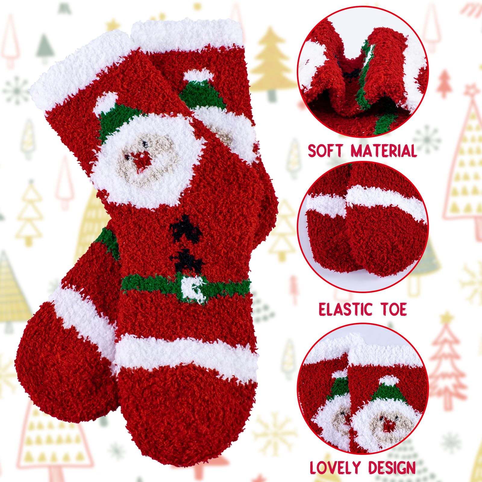 iCamter 5 Pairs Women's Fluffy Fuzzy Socks - Cute Warm Winter Slipper Socks for Women - Cozy Non-Slip House Socks for Lounge, Sleep & Home Comfort