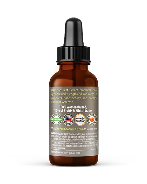 Organic Bamboo Extract Liquid Collagen Supplement with Silica - 1oz Bottle for Hair, Skin & Nails - Herbal Papaya & Silicio Organico Formula - Strengthens Bones & Joints - Perfect for Daily Beauty & Wellness Routine