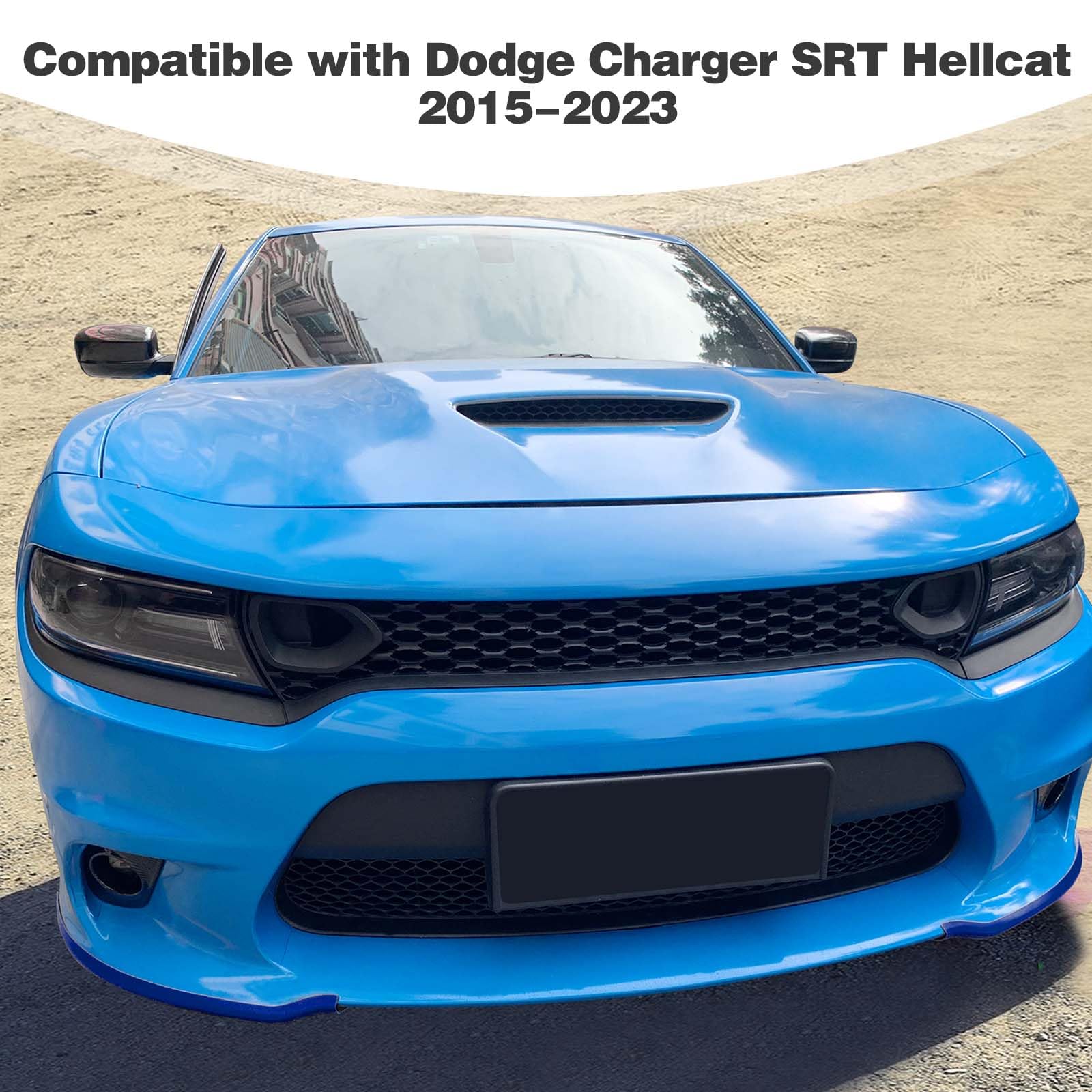 2015-2023 Dodge Charger SRT Hellcat Front Bumper Lip Splitter Protector Cover - 2PC Blue Exterior Accessories for Enhanced Style & Protection - Perfect for Car Shows & Daily Driving