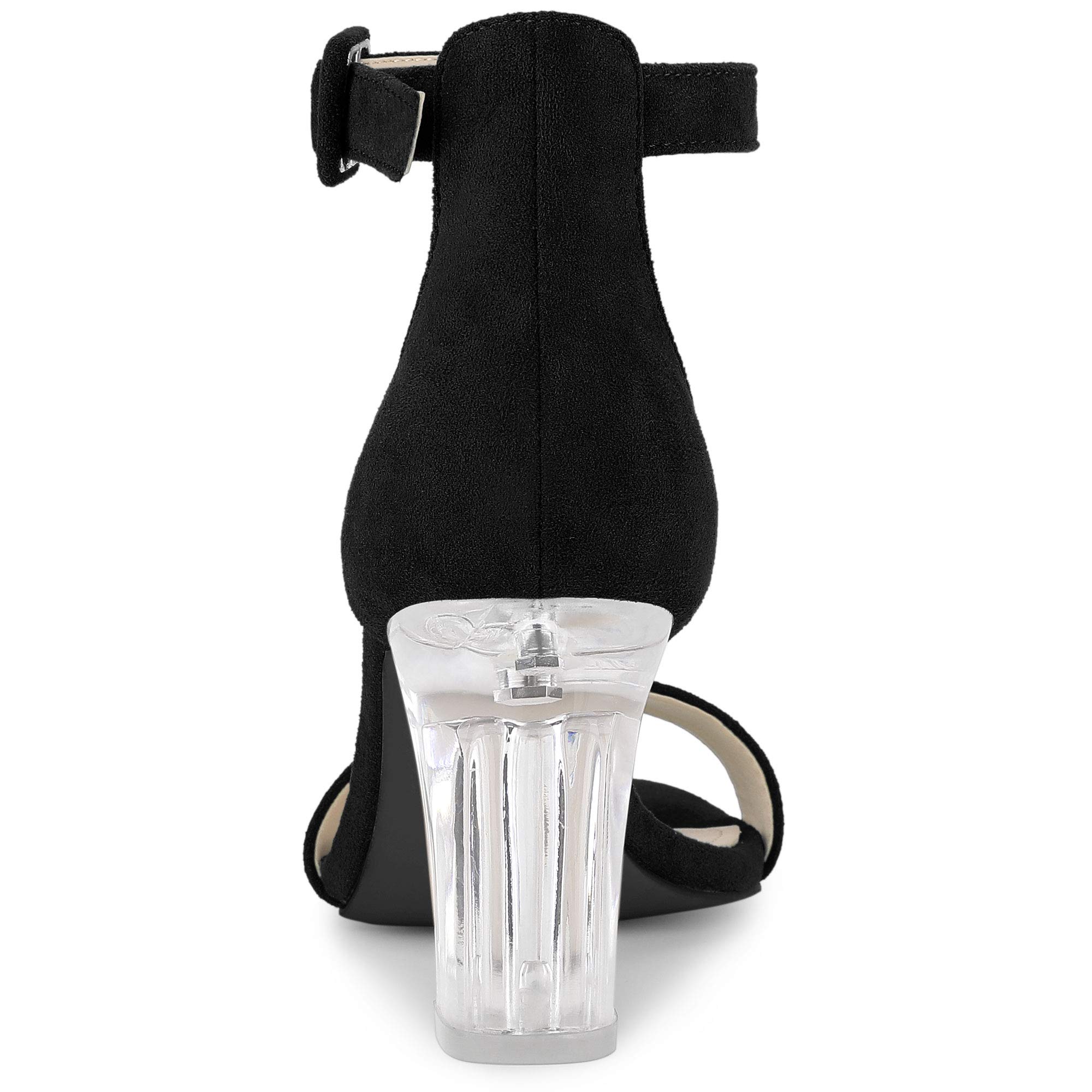 Allegra K Women's Chunky Heel Ankle Strap Sandals with Clear Heel - Comfortable & Stylish for Parties, Weddings & Evening Events