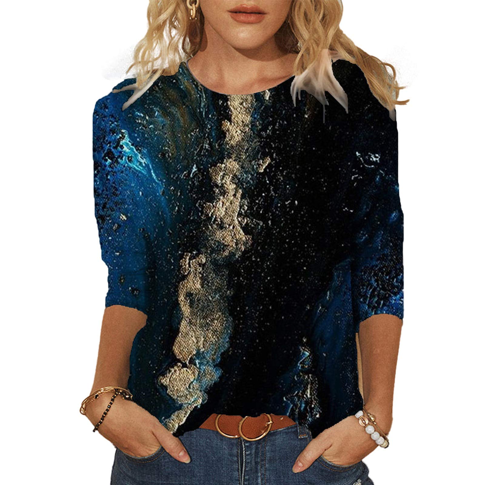 AOKASII Women's Long Sleeve Casual T-Shirts & Blouses with Pocket - Comfortable Tunic Tops for Everyday Wear, Work & Weekend Outfits