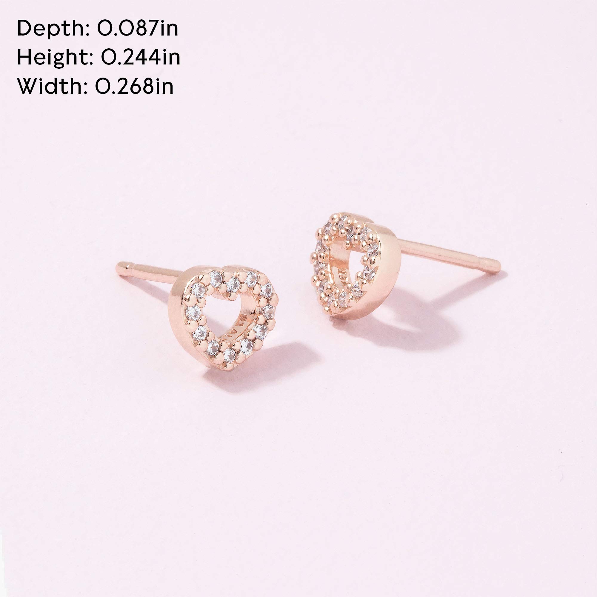 PANDORA Open Heart Stud Earrings for Women - 14k Rose Gold Cubic Zirconia Earrings - Elegant Gift for Her with Gift Box - Perfect for Valentine's Day, Anniversary & Special Occasions