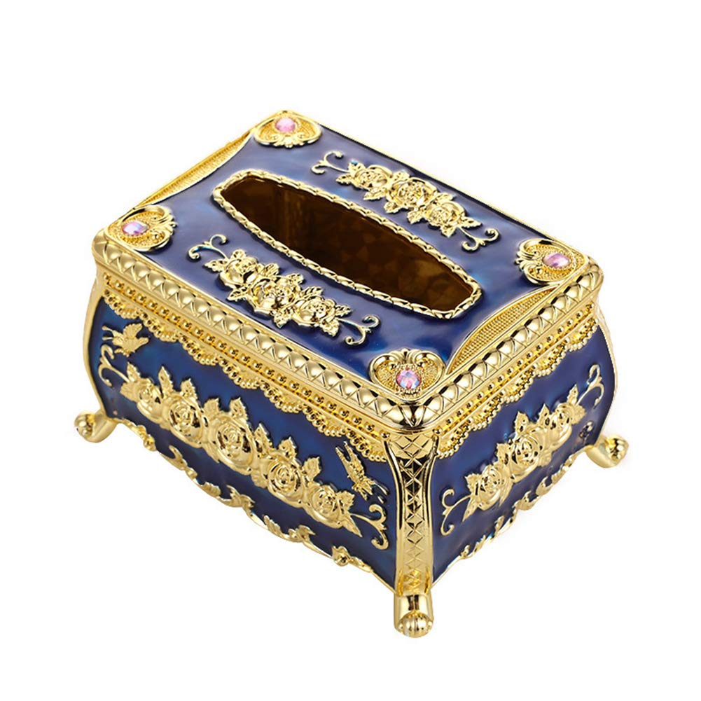 Blue & Gold Radio-Shaped Tissue Box Dispenser - Paper Towel & Napkin Holder for Car, Home, Living Room, Coffee Table & Bathroom | Compact & Stylish Tissue Storage Solution for Everyday Use