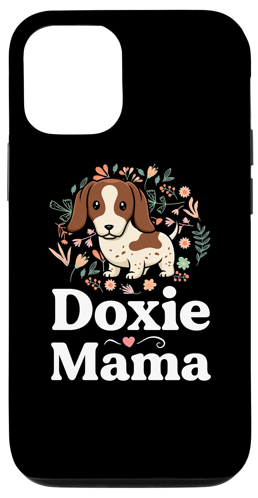 iPhone 12/12 Pro Case - Cute Piebald Dachshund Floral Design for Dog Lovers | Perfect Gift for Doxie Moms | Protective Phone Cover for Work, Travel & Daily Use