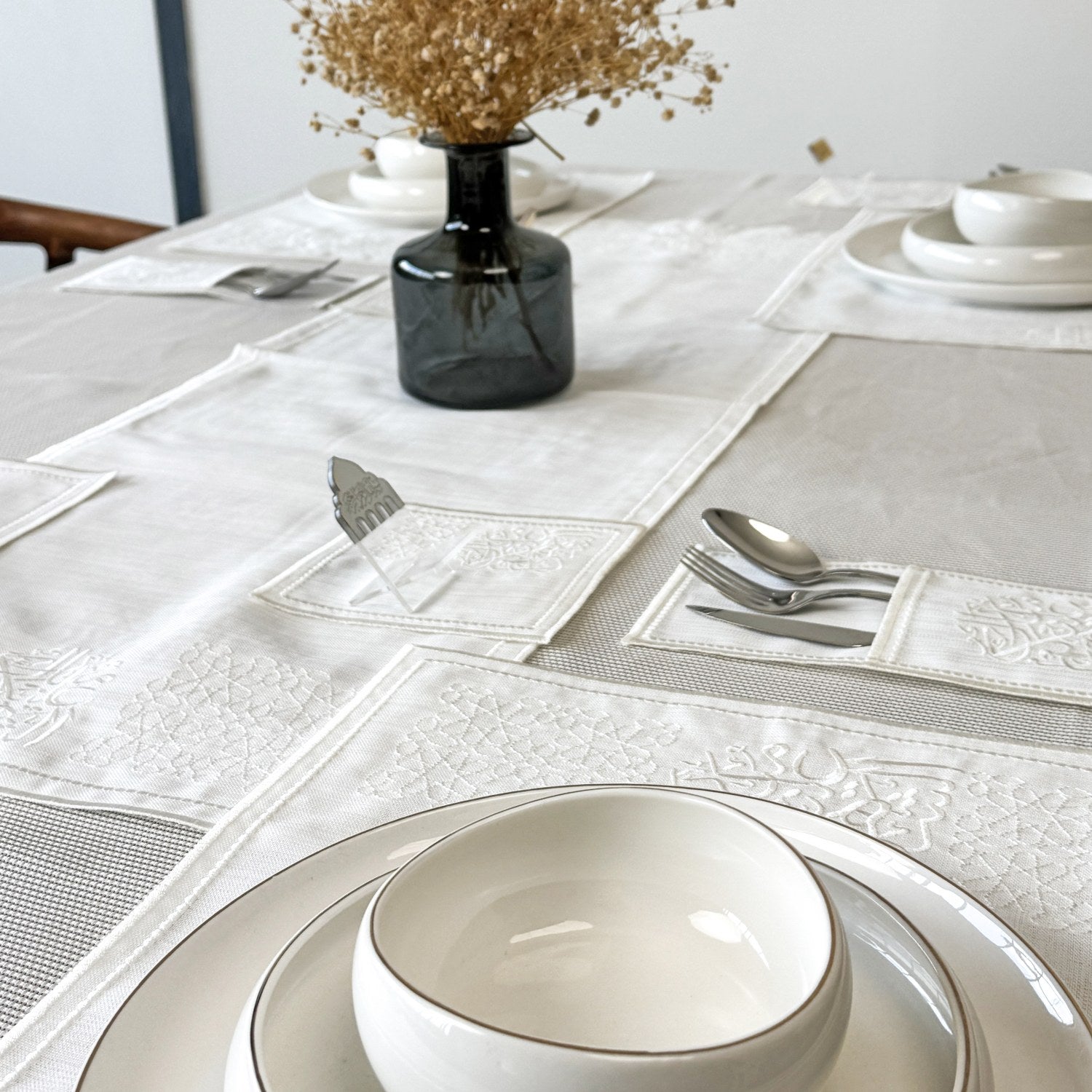19-Piece Cream Dining Table Set for 6 - Elegant Home Kitchen Decor | Perfect for Family Dinners, Holiday Gatherings & Dinner Parties