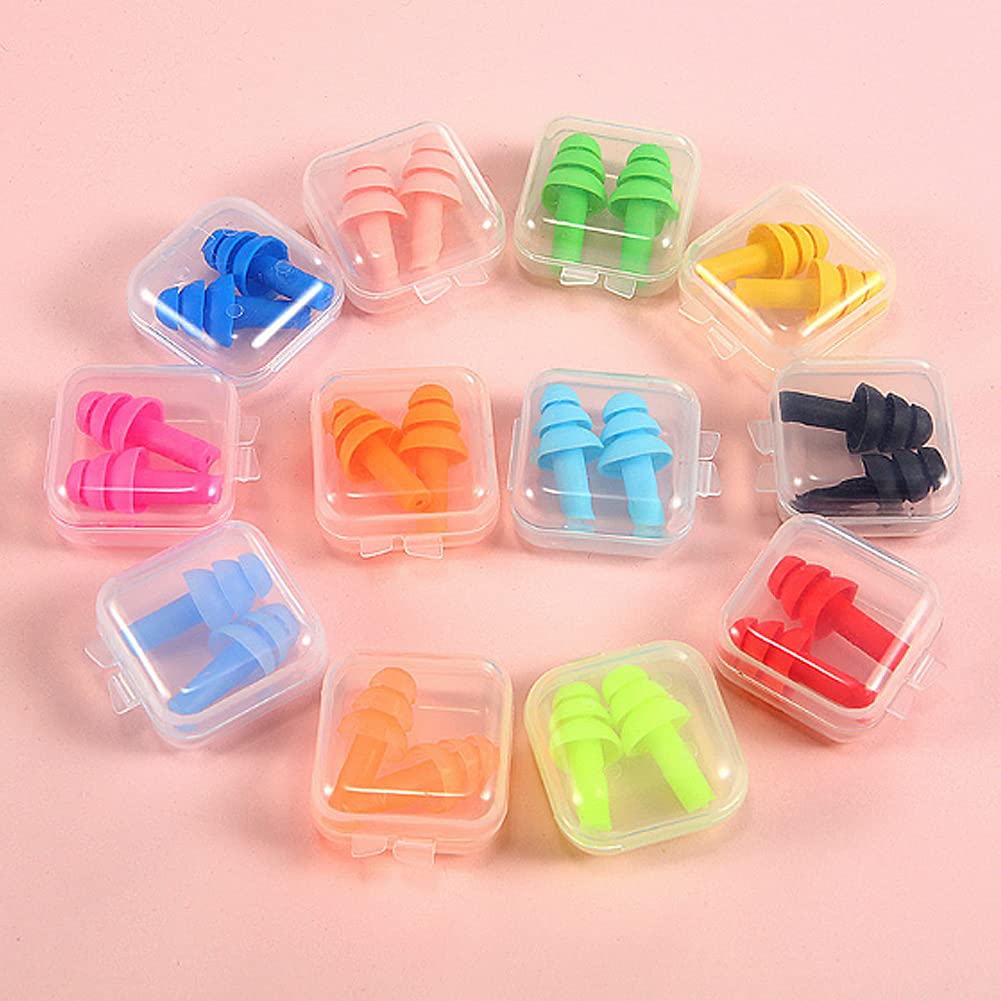 10pcs Reusable Silicone Ear Plugs for Noise Reduction & Sleep - Waterproof, Soundproof Earplugs for Swimming, Concerts, Travel & Work - Anti-Noise Boxed Ear Protection (Black)